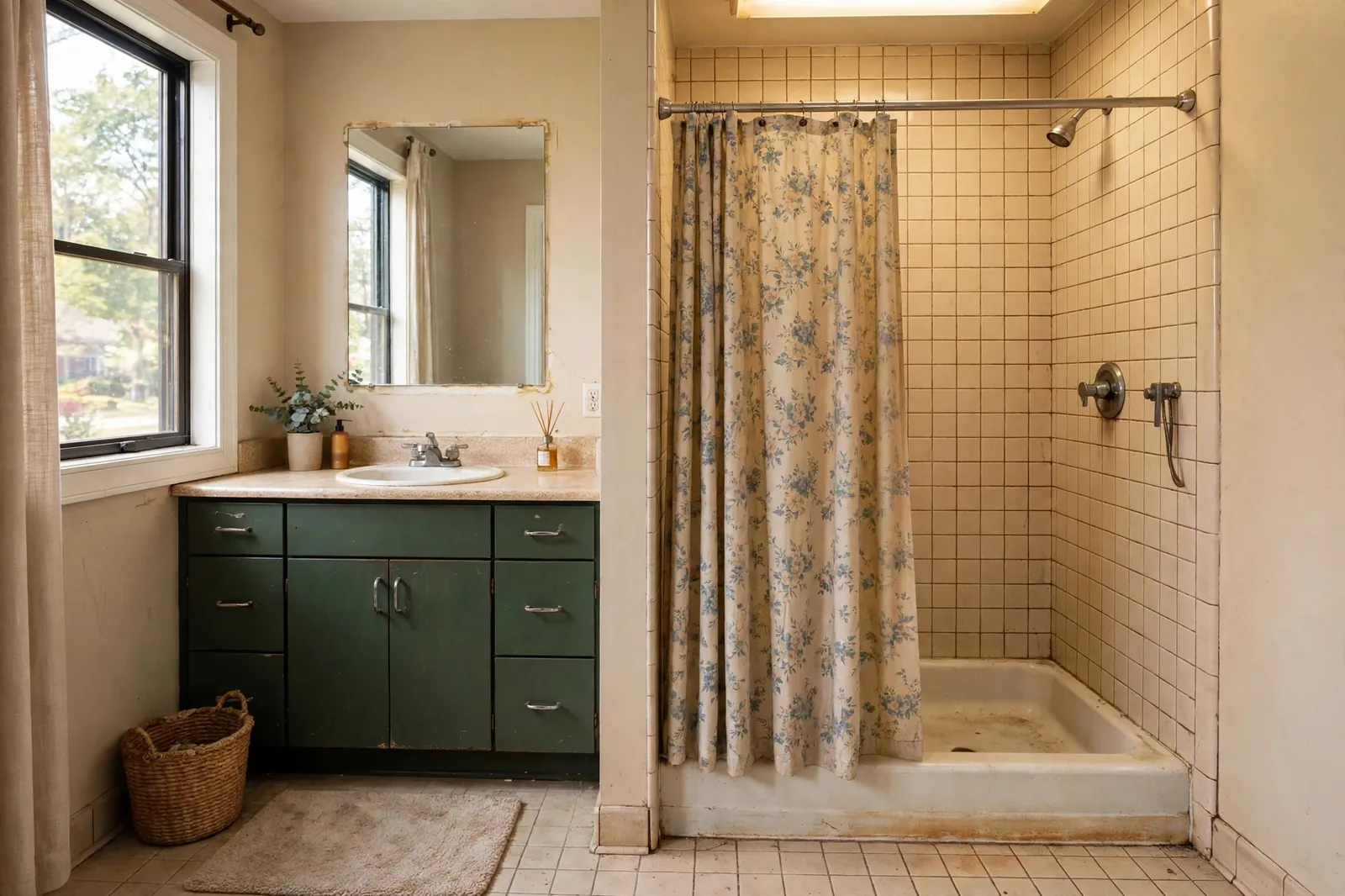 Before photo,  Curbless Shower Installation in Wakefield, by Waldorf Bathroom Remodeling Company